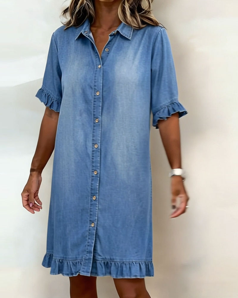 Robe Denim Volant Chemise