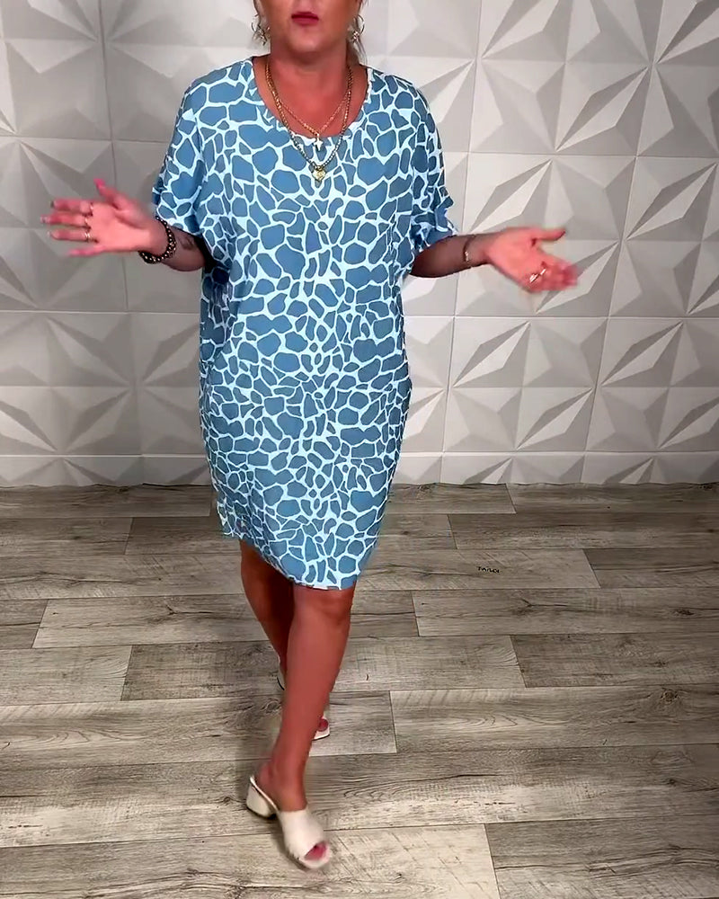 Robe décontractée imprimée col rond