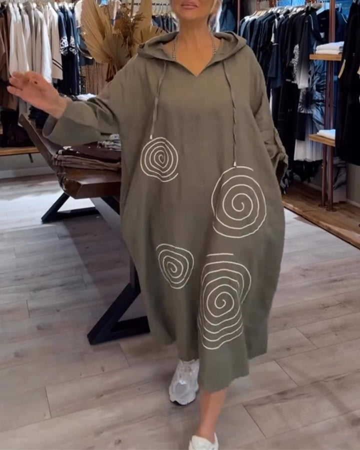 Robe À Capuche Manches Longues Large