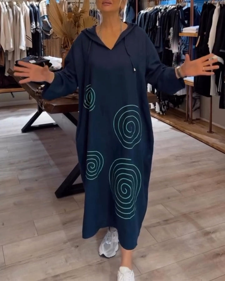 Robe À Capuche Manches Longues Large