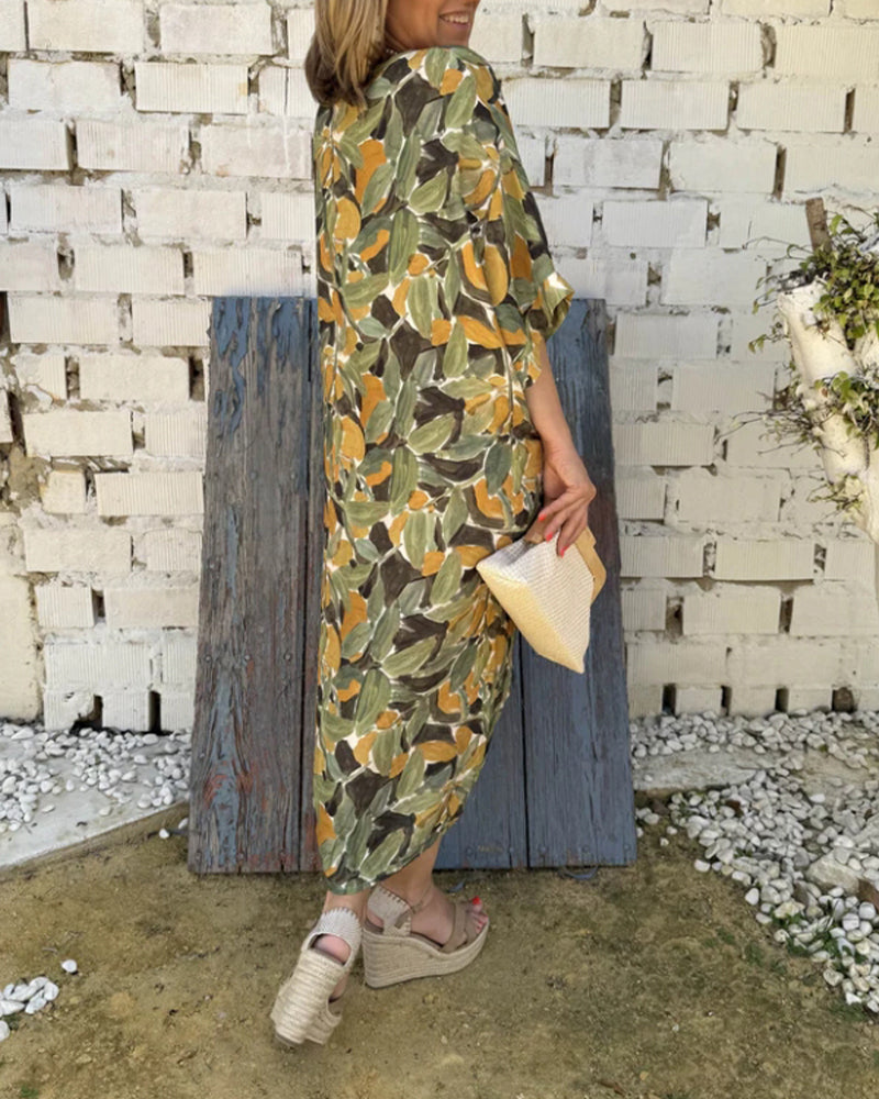 Robe À Col En V Avec Imprimé Torsadé