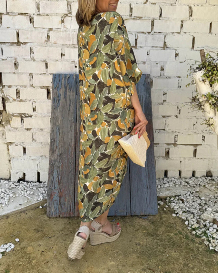 Robe À Col En V Avec Imprimé Torsadé