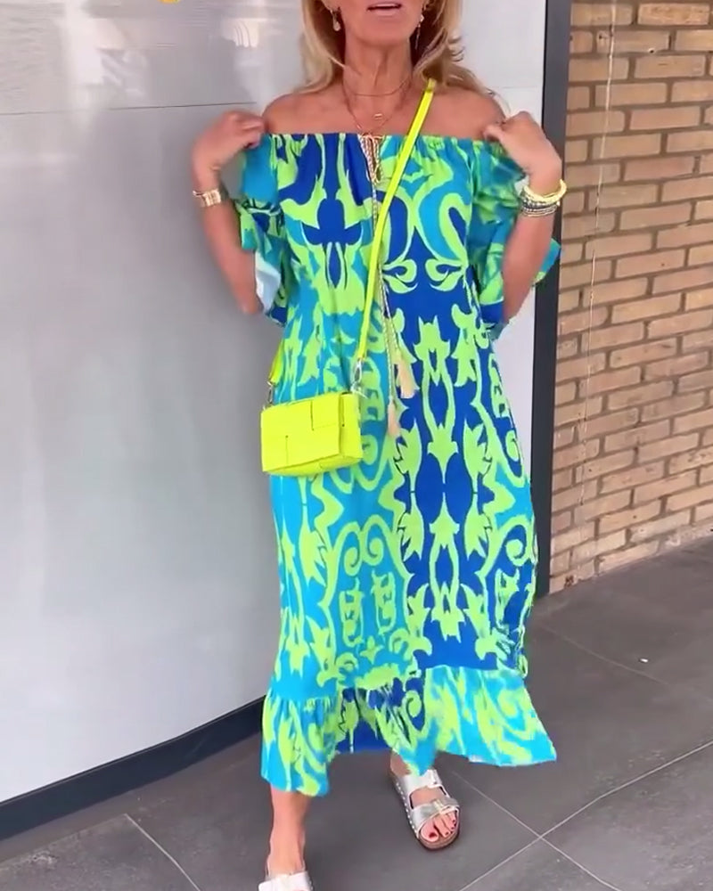 Robe Manches cloche Imprimé vacances