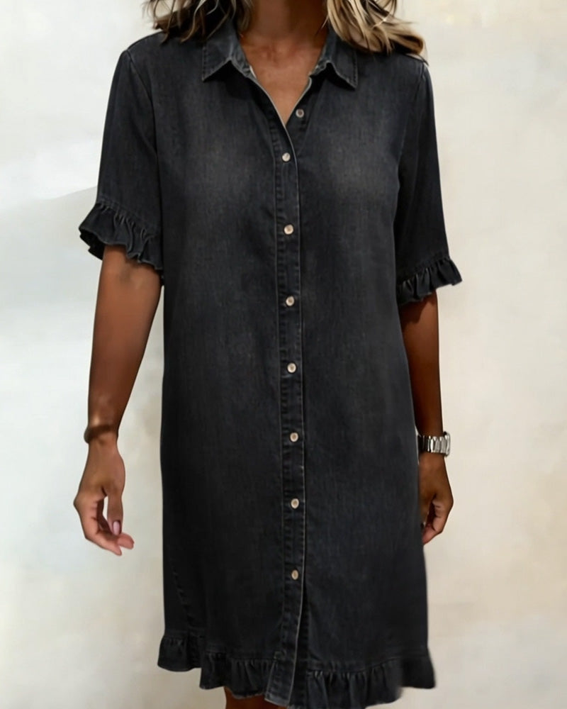 Robe Denim Volant Chemise