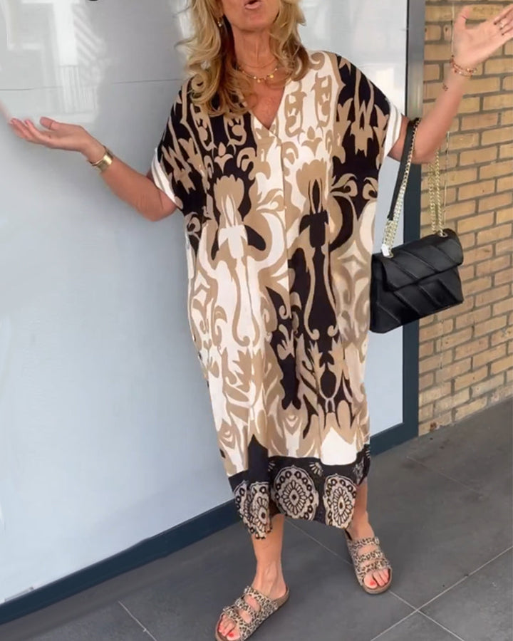 Robe à imprimé géométrique et col en V