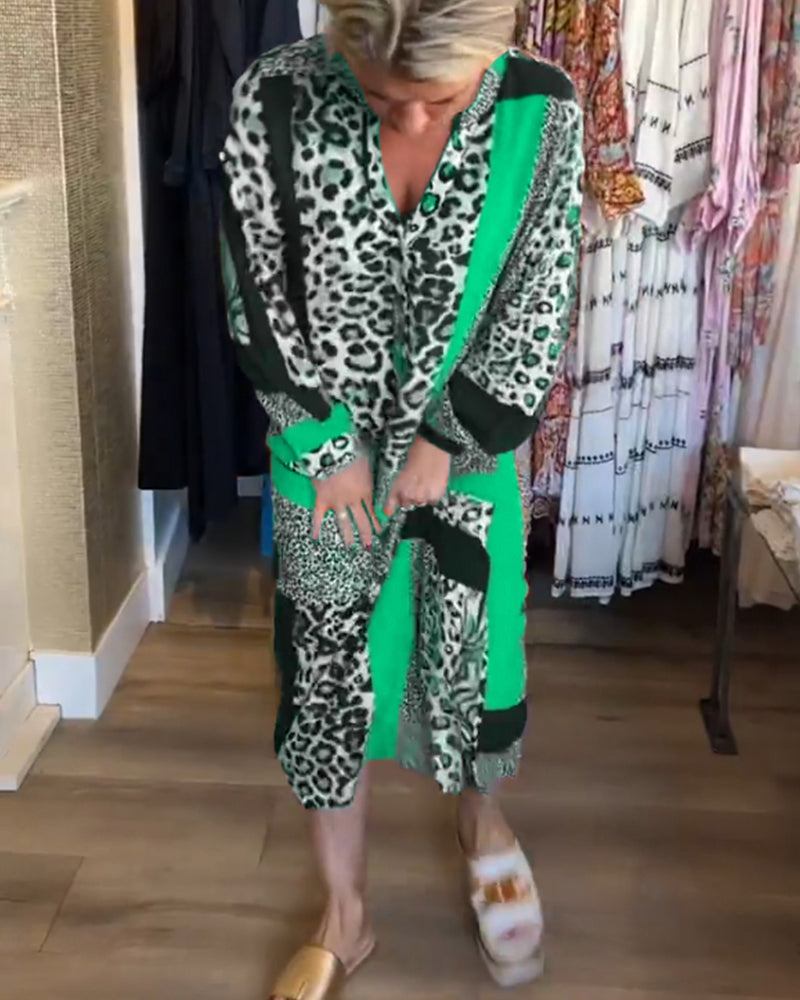 Robe imprimé géométrique léopard