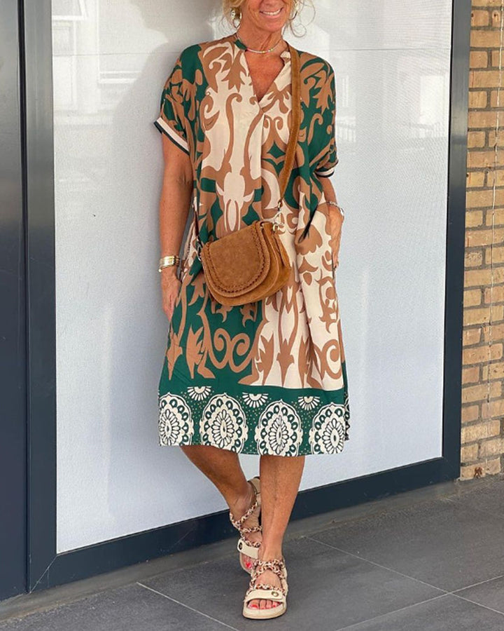 Robe à imprimé géométrique et col en V