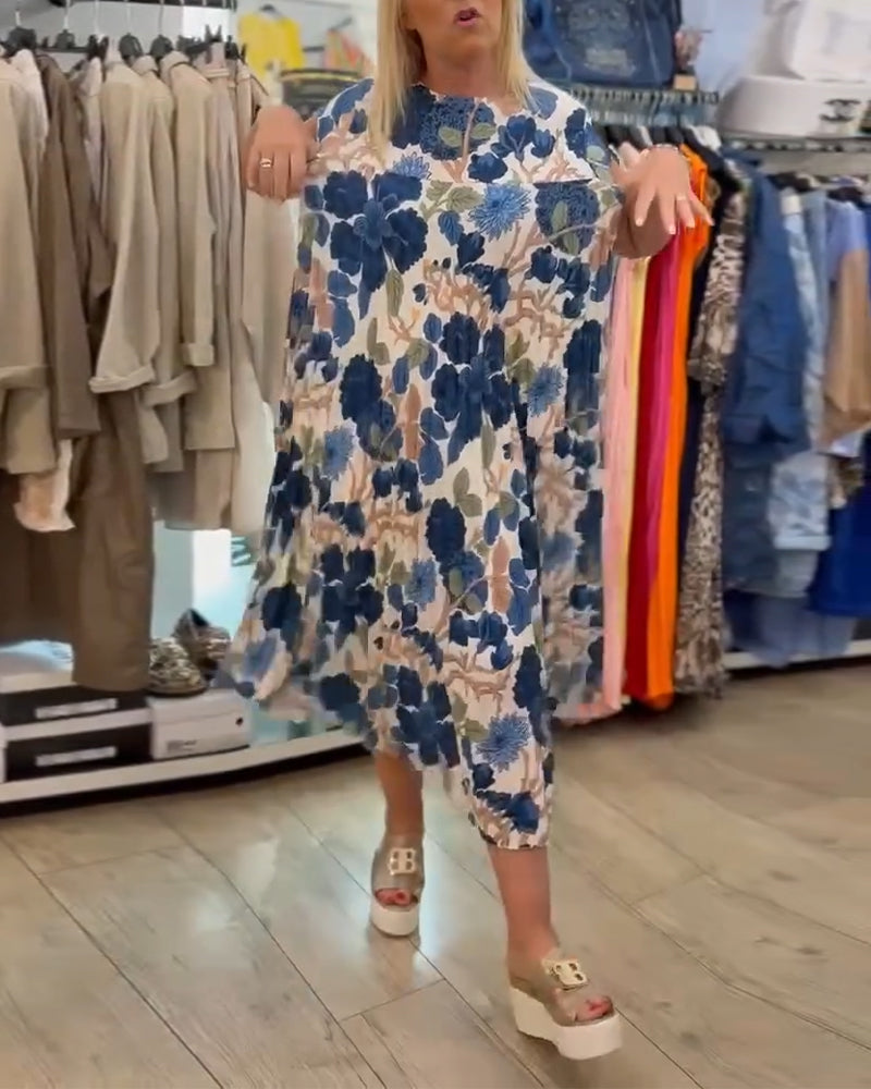 Robe Col Rond Imprimé Floral Élégante