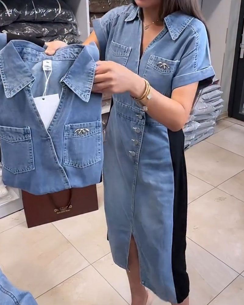 Robe Décontractée En Denim Patchwork