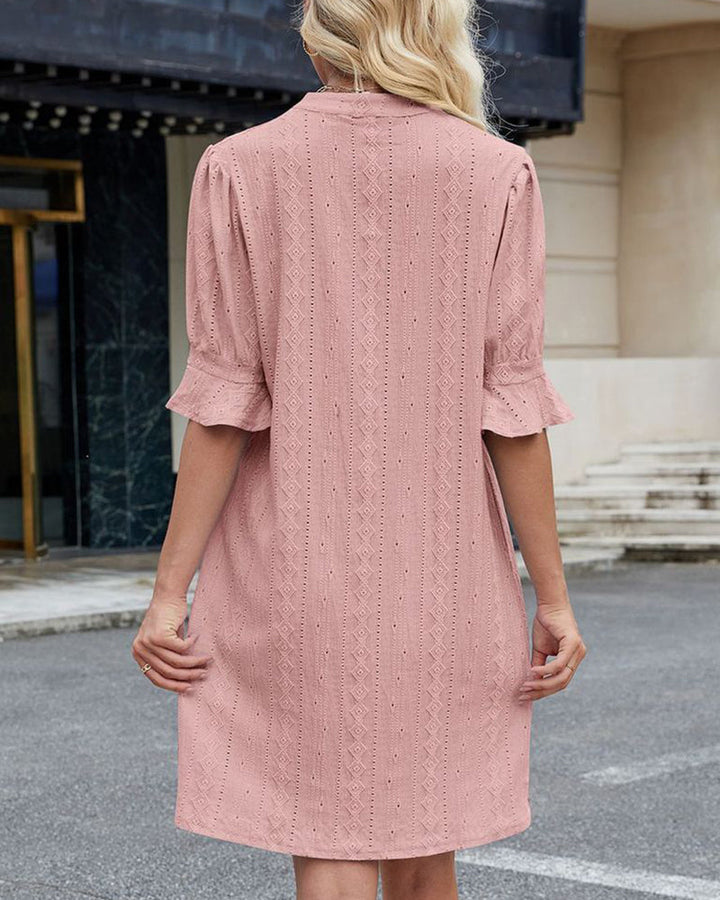 Robe Unie à Col en V