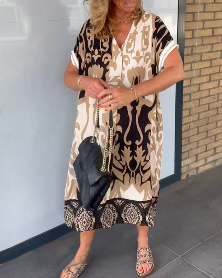 Robe à imprimé géométrique et col en V