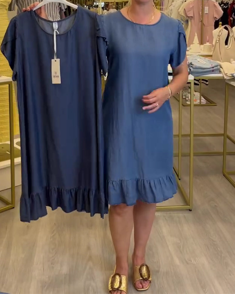 Robe Décontractée Denim Volantée