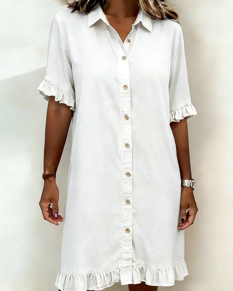 Robe Denim Volant Chemise