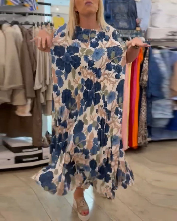 Robe Col Rond Imprimé Floral Élégante