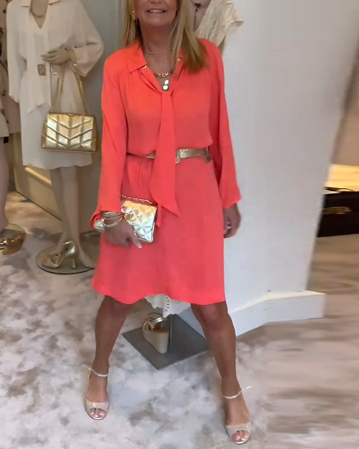 Robe ruban de couleur unie à revers