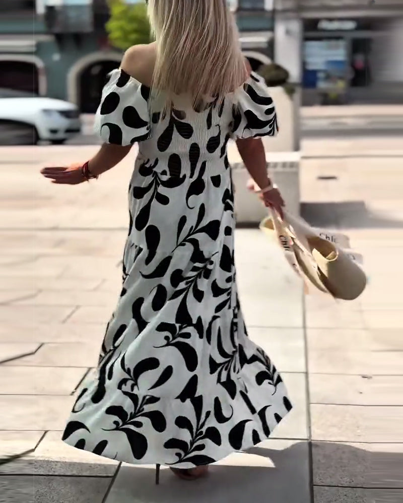 Robe Élégante Bardot Imprimée