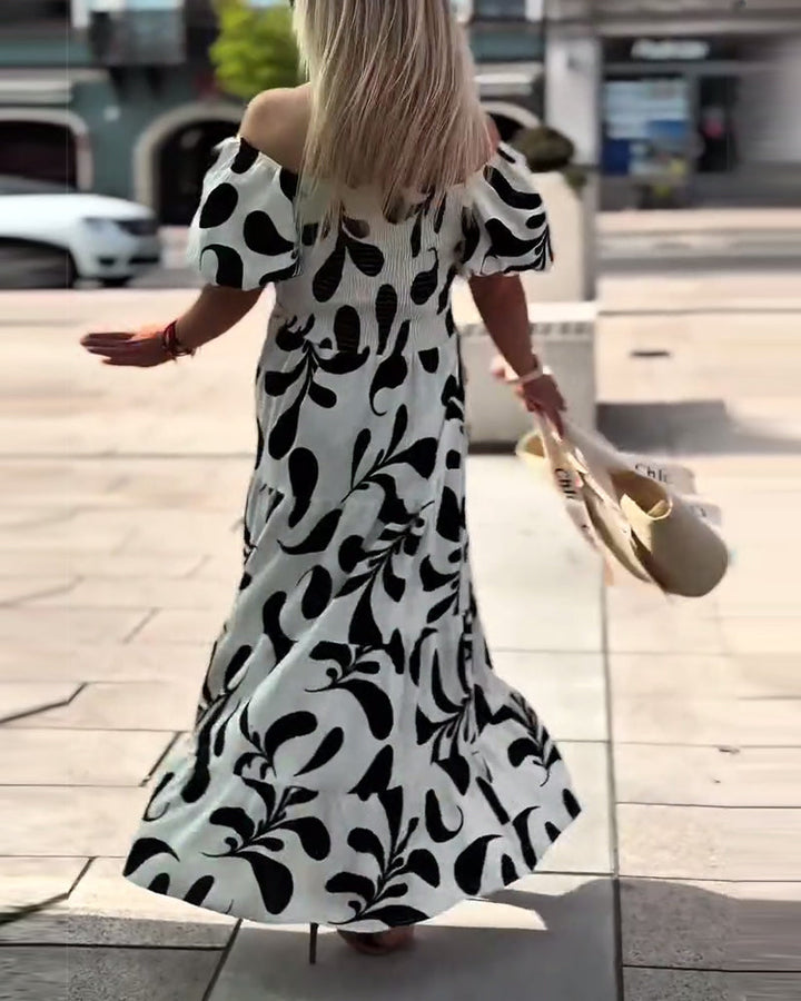 Robe Élégante Bardot Imprimée