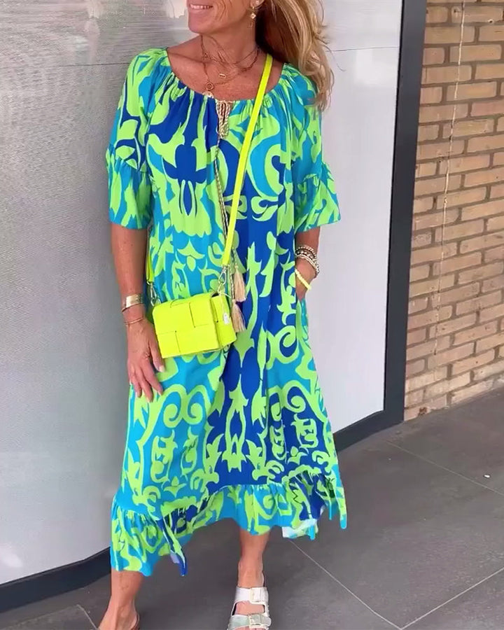 Robe Manches cloche Imprimé vacances