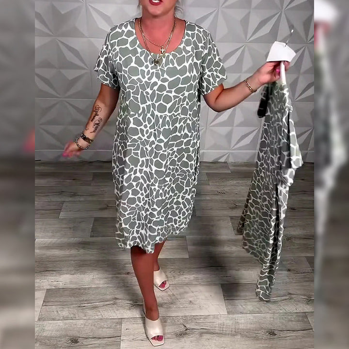 Robe décontractée imprimée col rond