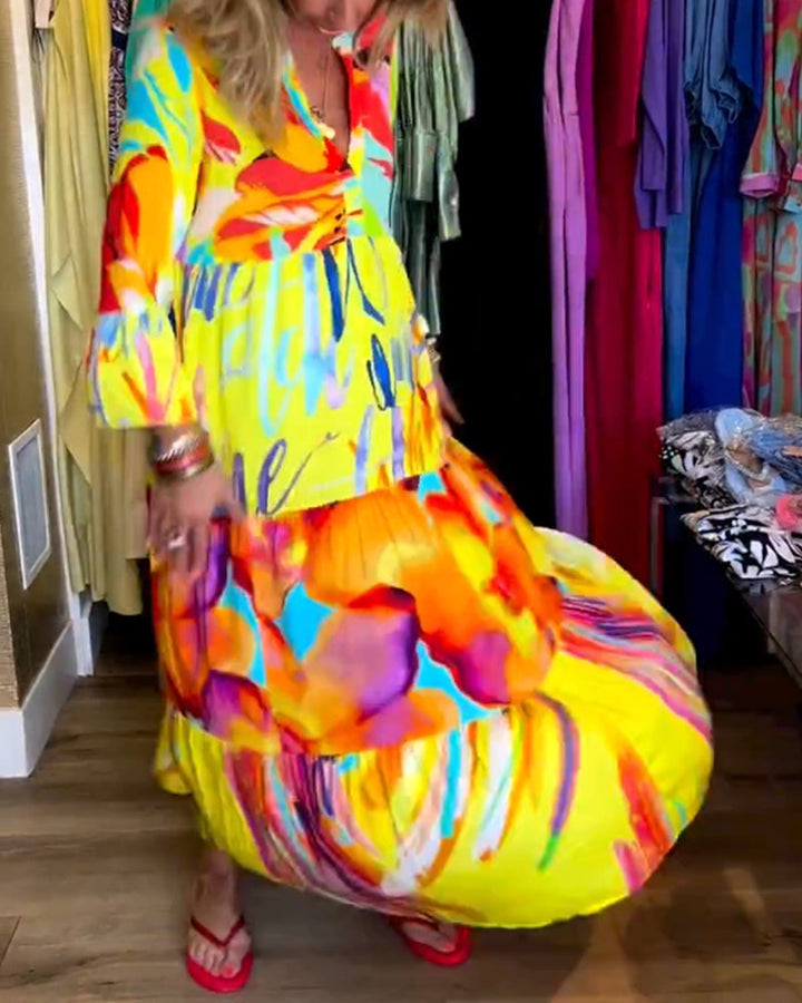 Robe imprimée à manches évasées