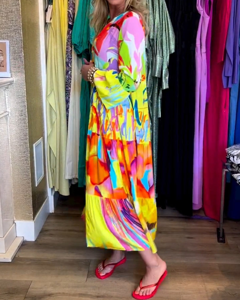 Robe imprimée à manches évasées