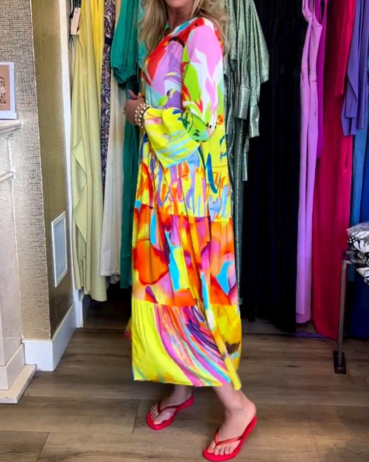 Robe imprimée à manches évasées