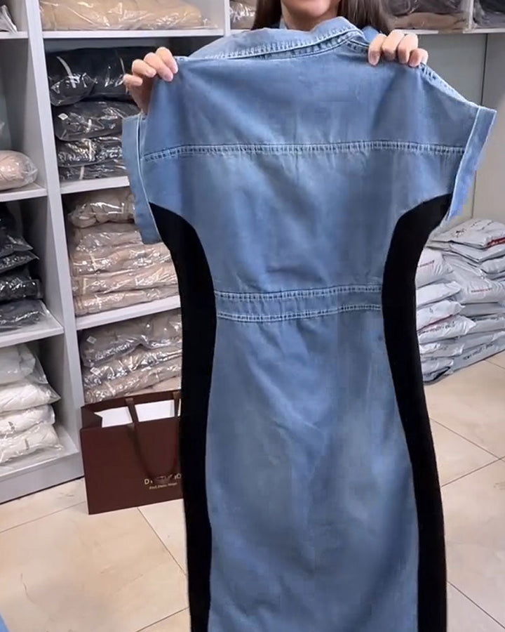 Robe Décontractée En Denim Patchwork